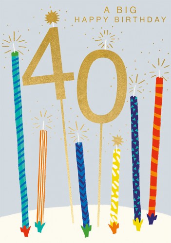 40th Happy Birthday Candles Card