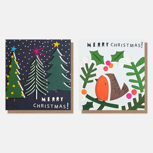 Trees and Robin Card Pack of 8