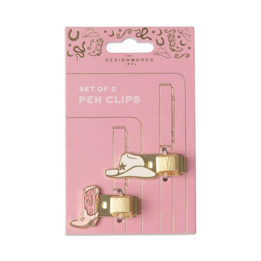 Set Of 2 Pen Clips Cowgirl Hat + Boot