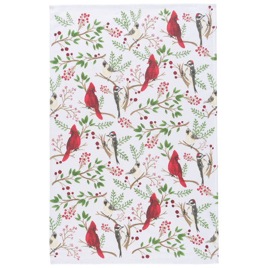 Tea Towel Winter Birds Print