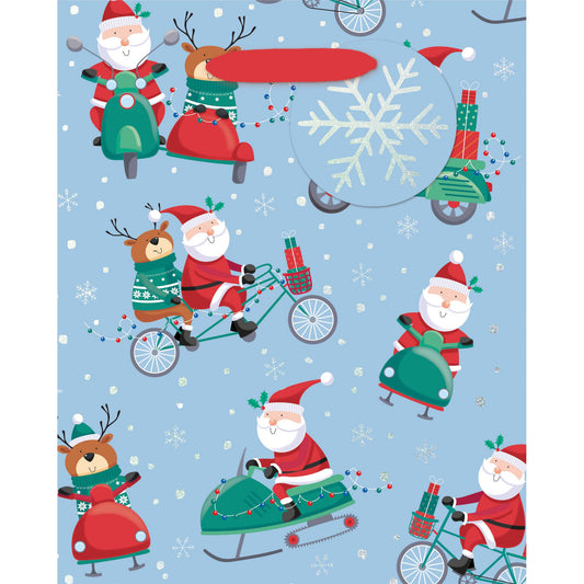 Santa And Snowmobiles Small Gift Bag