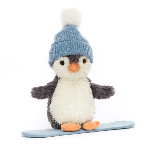 Peanut Penguin Snowboarding Small Plush Toy