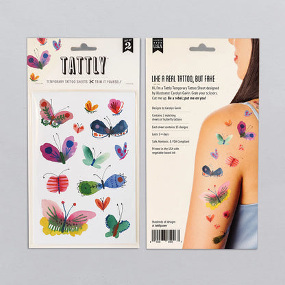 Butterfly Frenzy Temporary Tattoos Sheet