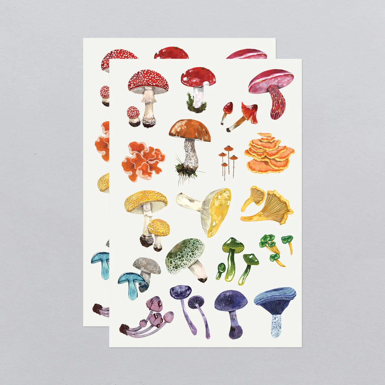 Colorful Mushrooms Temporary Tattoos Sheet