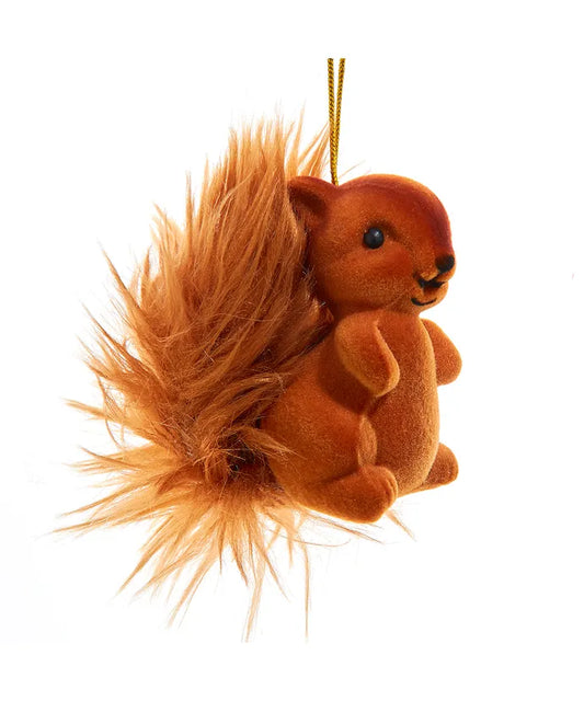 Flocked Squirrel Ornament