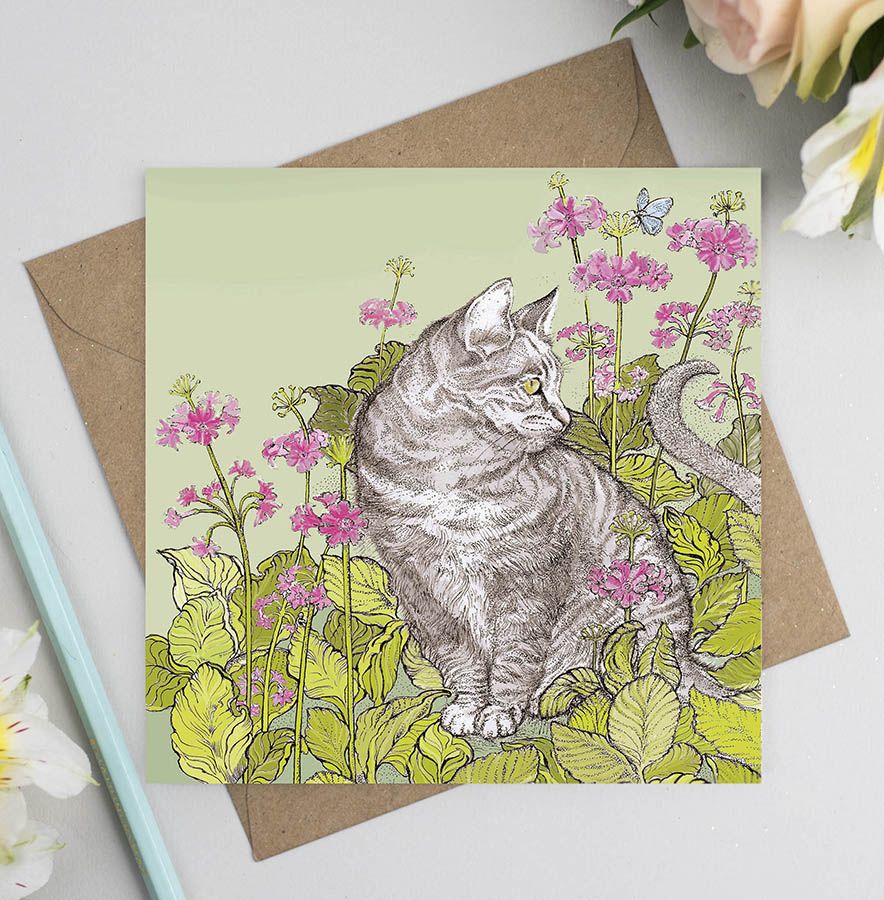 Cat and Hostas Card