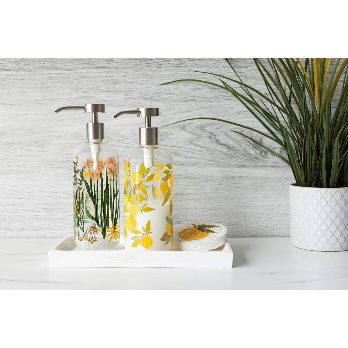 Lemons Glass Soap Dispenser