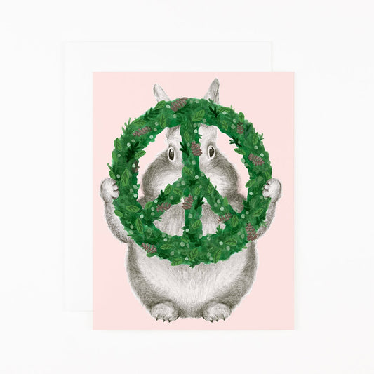 Bunny Peace Wreath Card