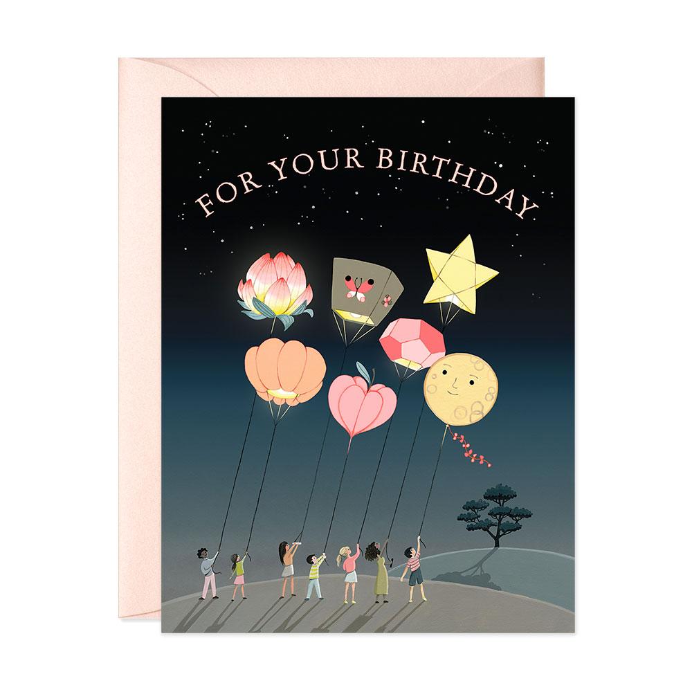 Lantern Neon Birthday Card