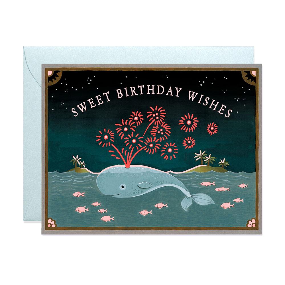 Whale Neon Birthday Card