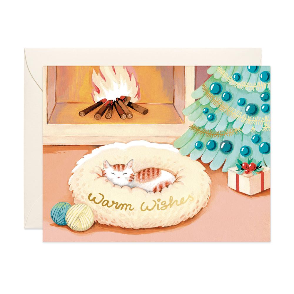 Cat Warm Wishes Christmas Card