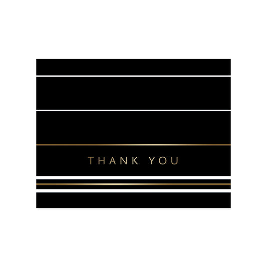 Classic Stripe-Black Thank You Boxed Notecards