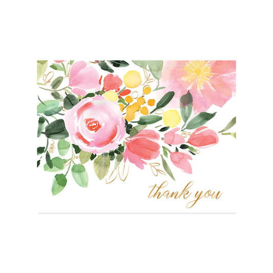Large Watercolor Bloom Thank You Boxed Notecards