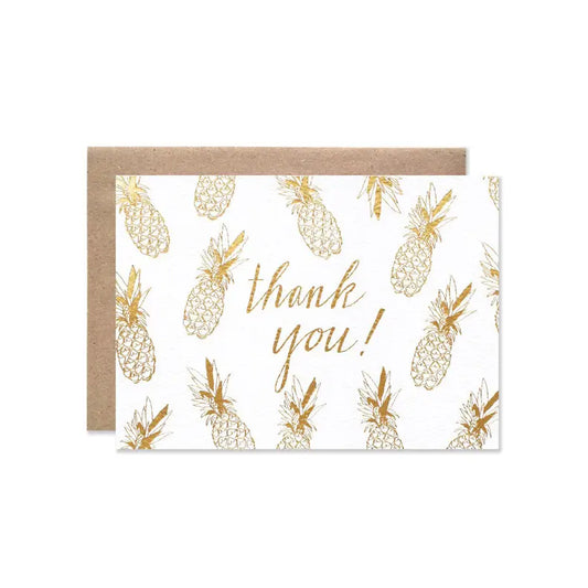 Gold Foil Pineapple Thank You Card
