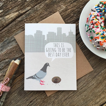 Pigeon Donut Birthday Card