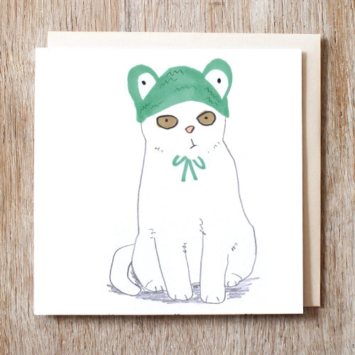 Cat In Frog Hat Card