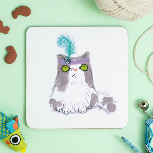 Cat In Feather Hat Coaster