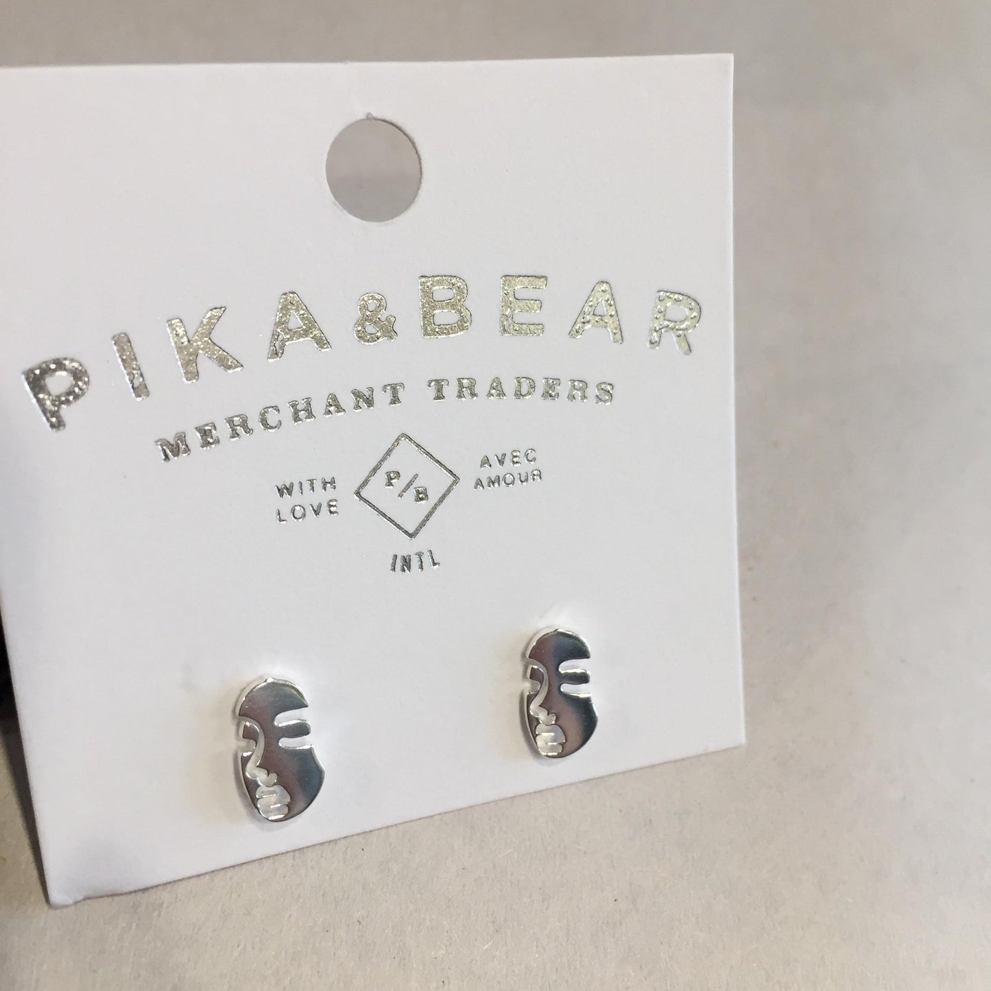 Vogue Feminine Face Silhouette Stud Earrings Silver