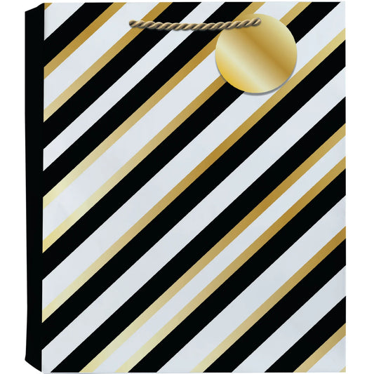 Dot and Stripe-Black Large Gift Bag