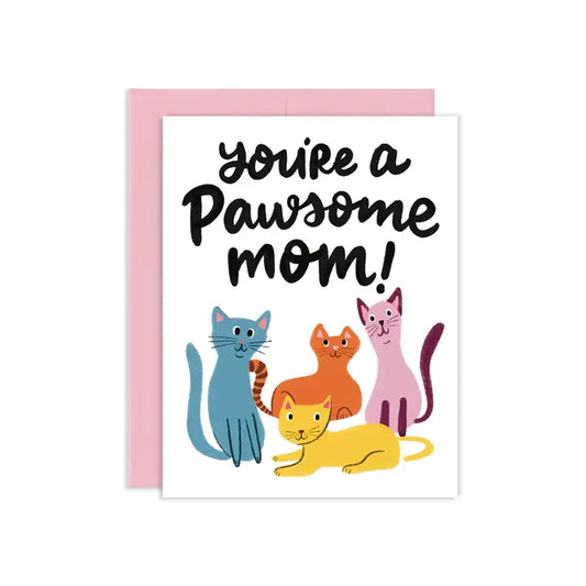 Pawsome Cat Mom Greeting Card