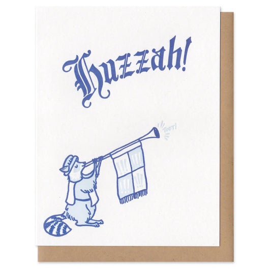 Huzzah Raccoon Greeting Card