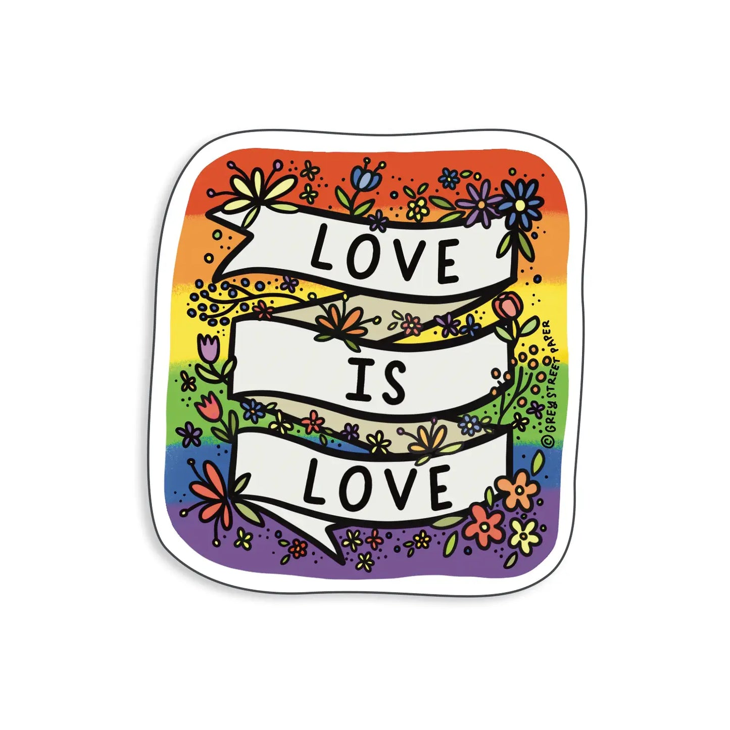 S85 Love Is Love Floral Pride Rainbow Sticker