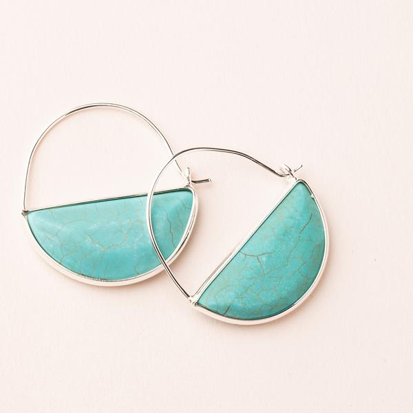 Stone Prism Hoop Earrings - Sterling Silver/Turquoise
