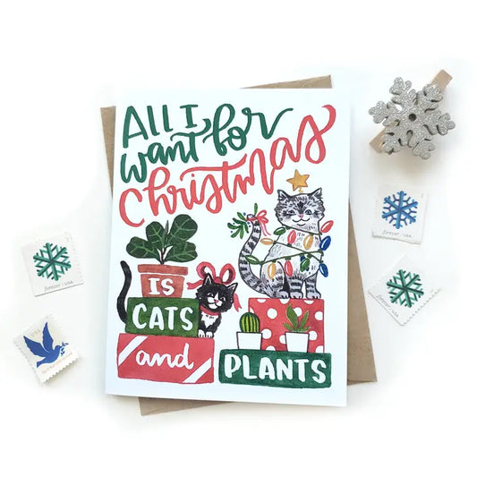 Christmas Cats and Plants Card