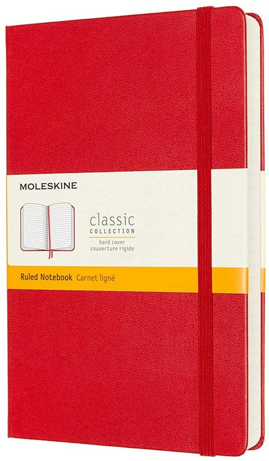 Classic Large Red Hard Cover Ruled Notebook