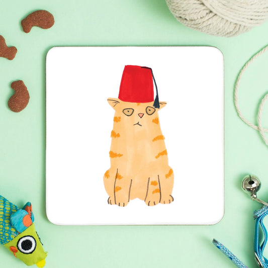 Cat In Fez Hat Coaster