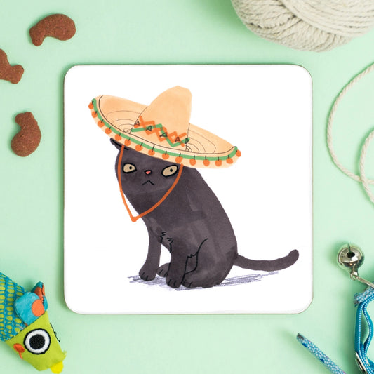 Cat In Sombrero Hat Coaster