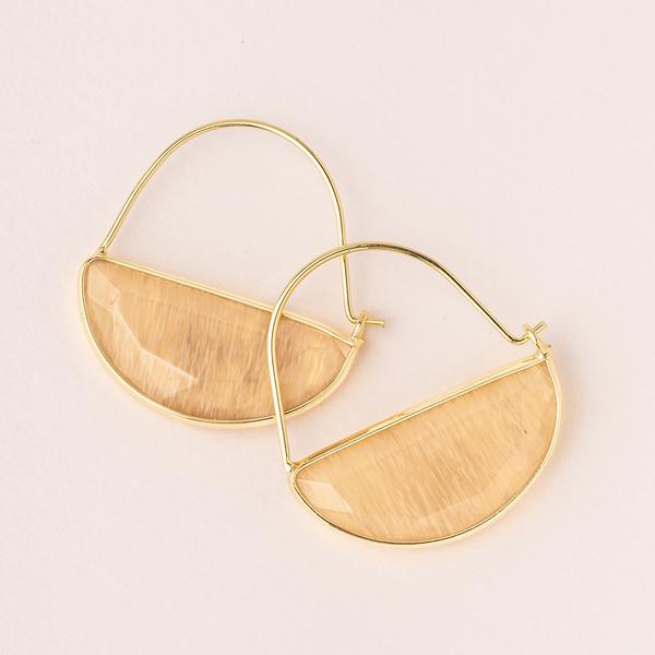 Stone Prism Hoop Earrings - Gold/Citrine