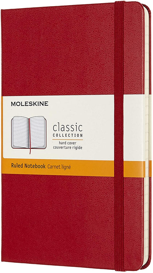 Classic Pocket Red Hard Cover Ruled Notebook