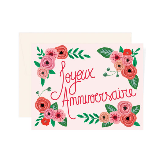 Joyeux Anniversaire Rose Floral Card