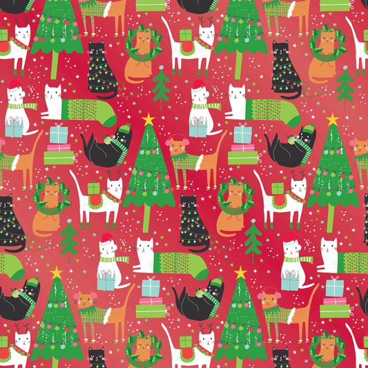 Frolicking Felines Christmas Roll Wrap