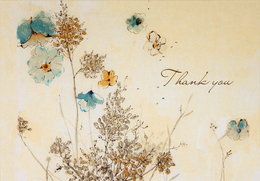 Watercolour Flowers Thank You Boxed Notecards