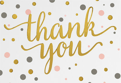 Pink & Gold Dots Thank You Boxed Cards