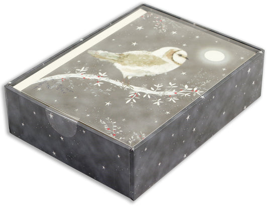 Starry Night Owl Holiday Half Boxed Cards