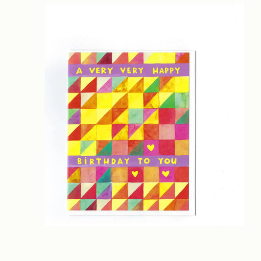 A Very Happy Birthday To You Bright Colorful Quilt Card