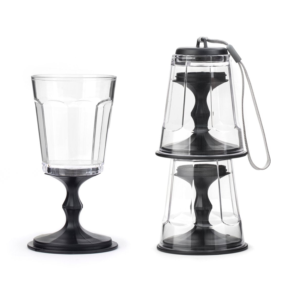 Stacking Wine Glass Black Set/2