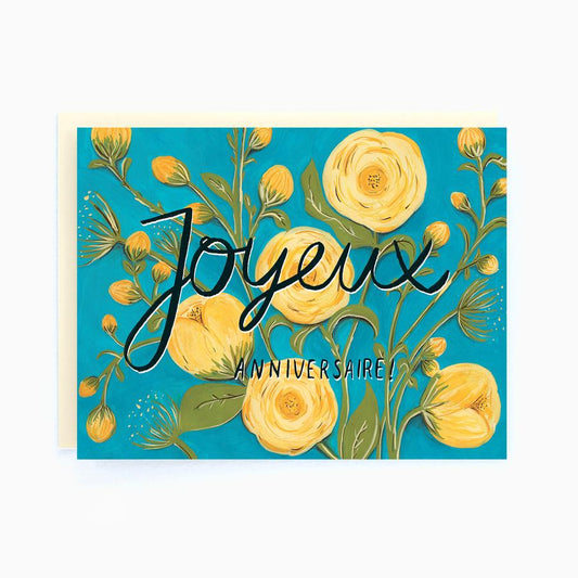 Joyeux Anniversaire Peonies Card