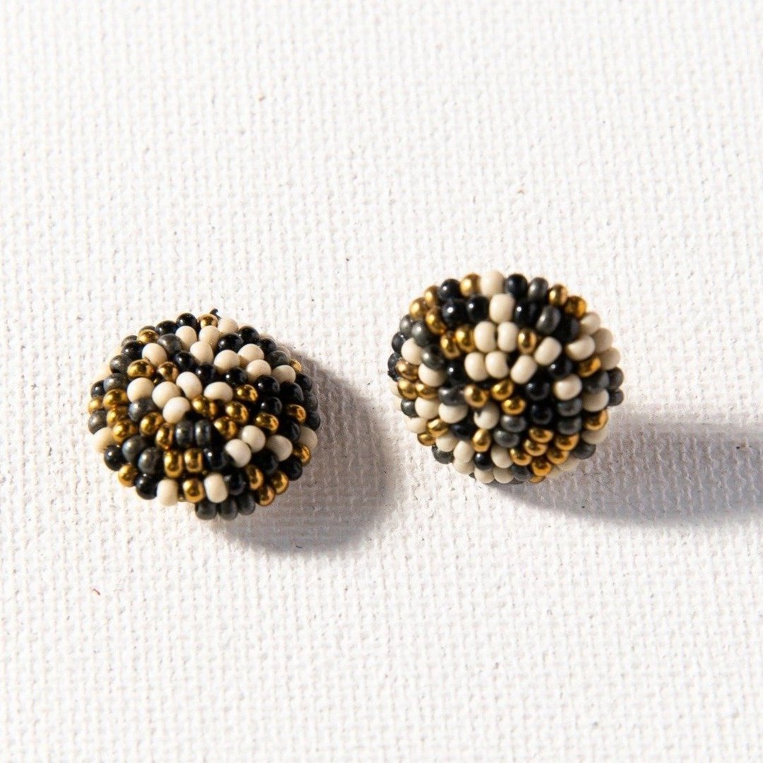 Black Confetti Small Post Earring