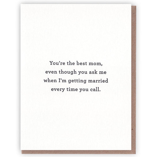 Simple Best Mom Married Black On White Card