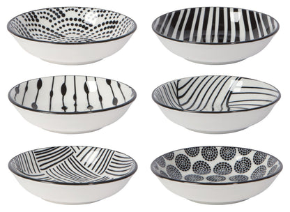 Bits and Dots Black and White Pinch Bowls Set of 6