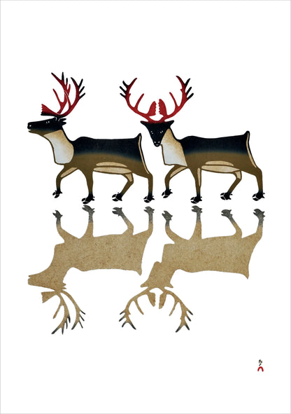 Kananginak Pootoogook Caribou Reflection Holiday Cards