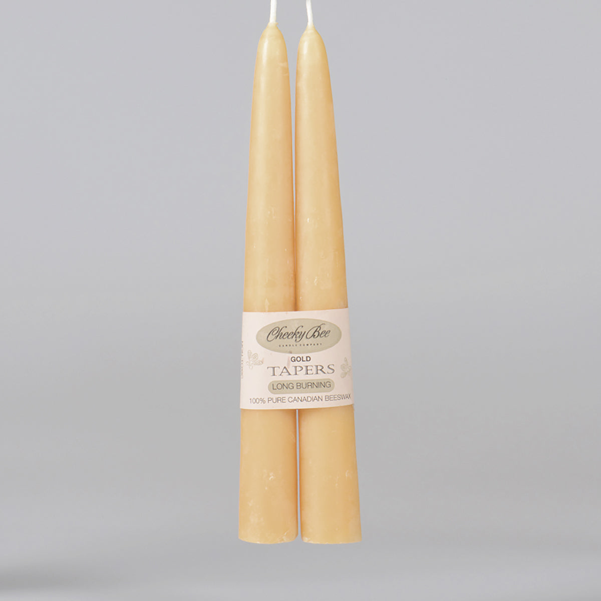 8" Gold tapers Beeswax Candle