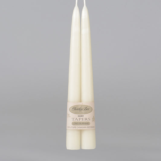 8" Ivory Tapers Beeswax Candle