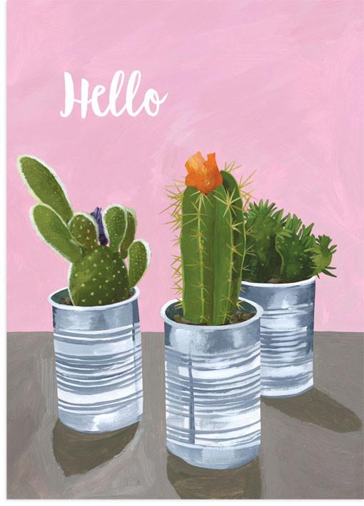 Large Cactus Hello Blank Card
