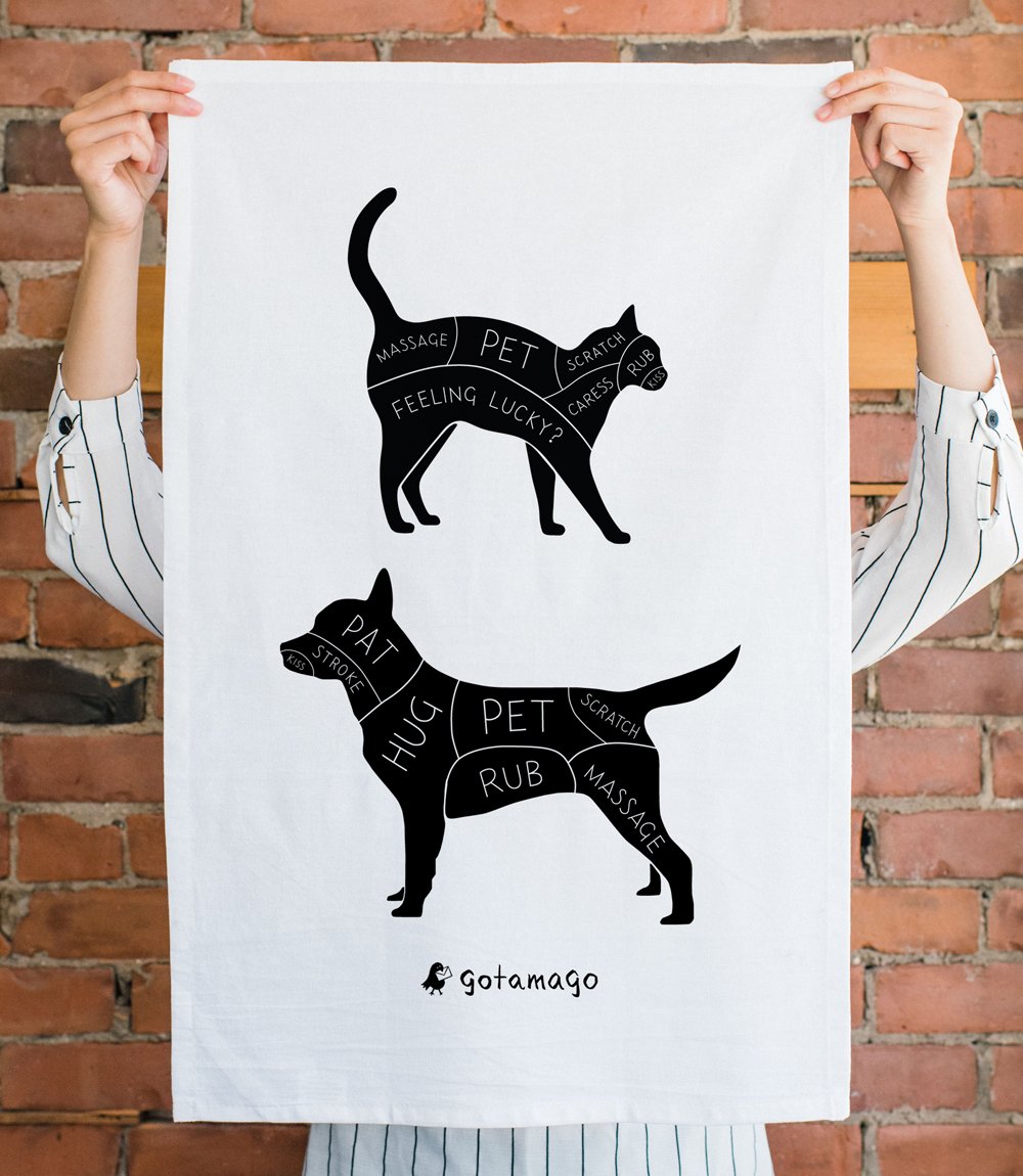 Cat & Dog Tea Towel