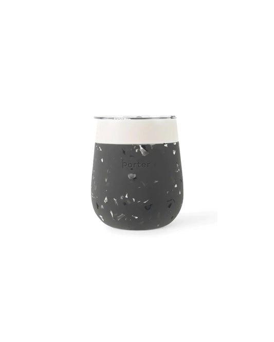 Insulated Wine Glass Charcoal Terrazzo